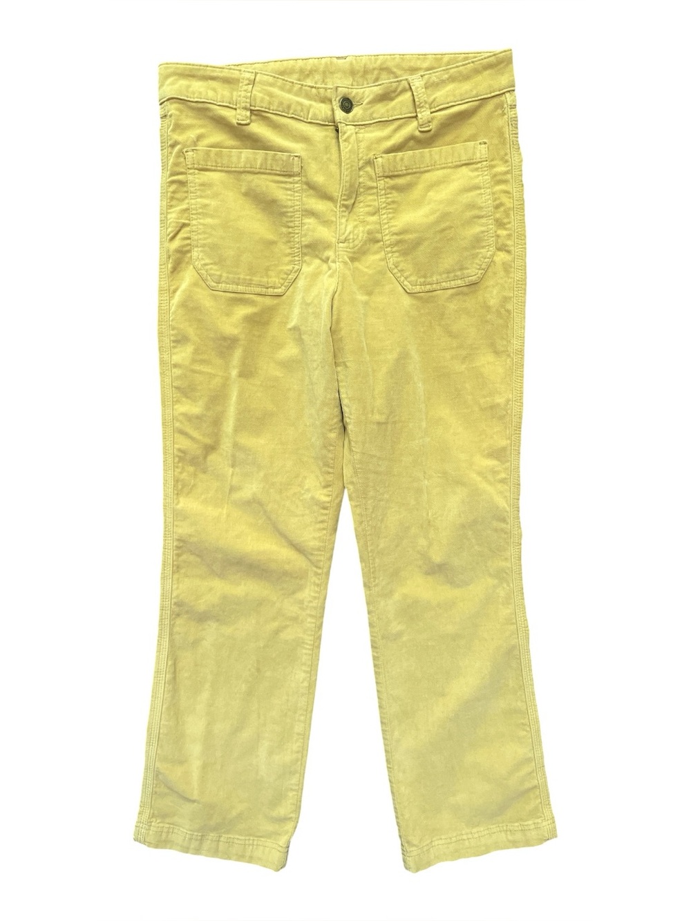 Free People Velvet Pants Honey Straight Leg Patch Pockets Size 10